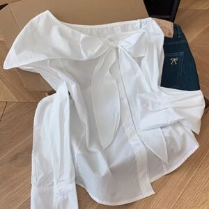 White Off Shoulder Bow Blouse
